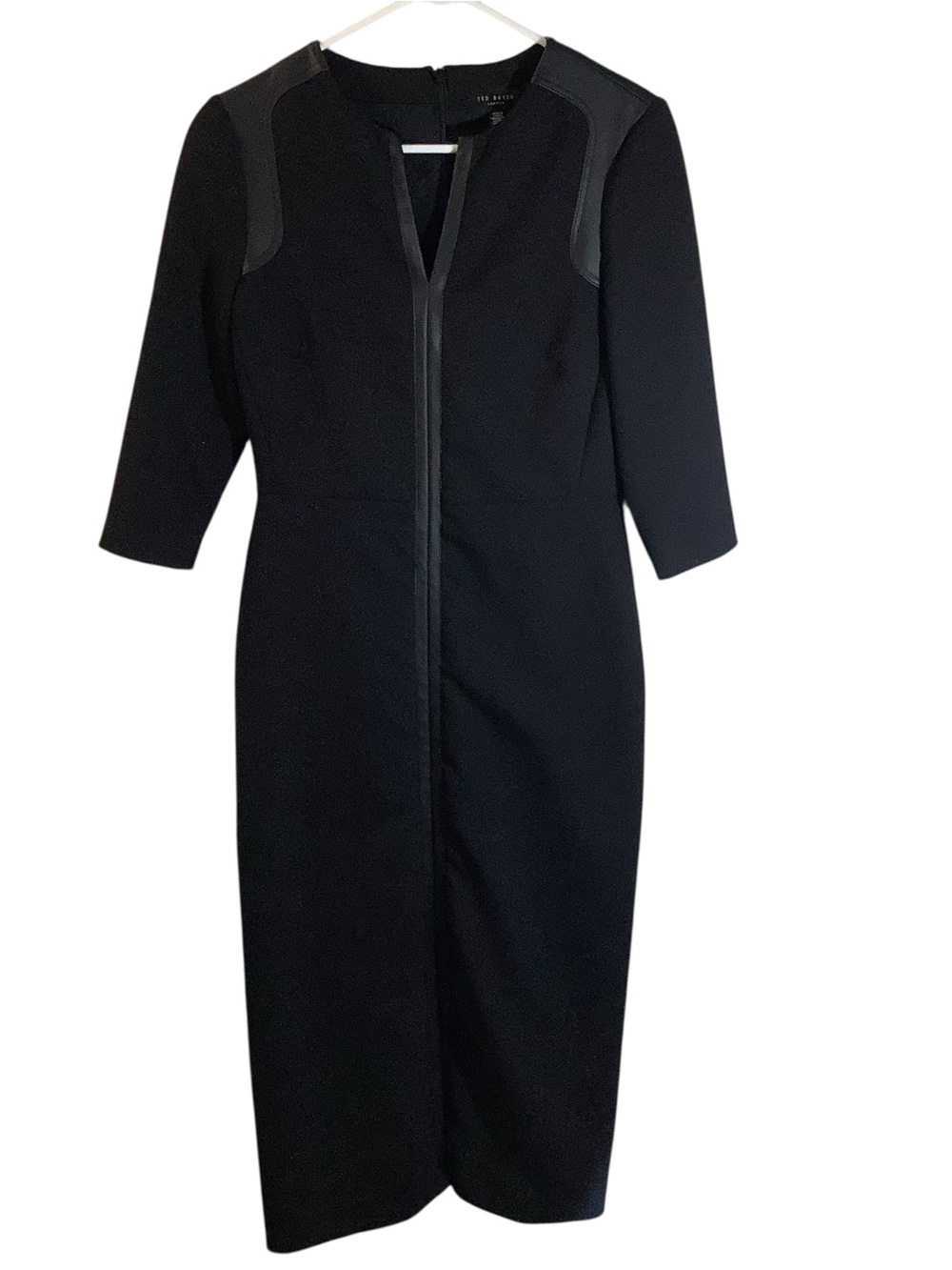 Ted Baker London Black Long Sleeve Sheath Dress with Contrast Trim